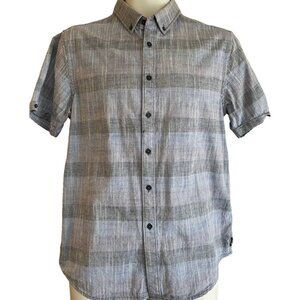 Howe Button Down Shirt Men's Medium Blue Striped Short Sleeve Cotton